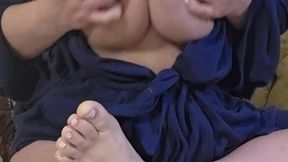 sexy milky mommy plays and milks her breasts with her feet