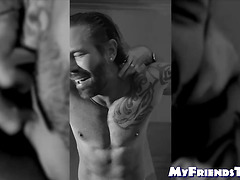 Ripped Joey laughed like crazy after getting a tickle torment by a hairy guy