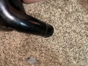 Latex Sheath Masturbation with a Massage Gun