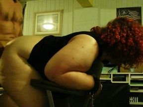 Tied to the ceiling, spanked, paddled, face fucked