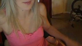 Hot pierced pussy blonde in a pink nighty  getting nasty