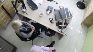 Beautiful blondie bent over and fucked hard in office