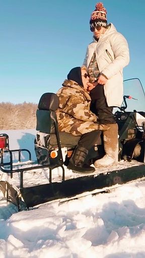 We Rode a Snowmobile with My Stepmom and Decided to Have Sex, Cum Inside
