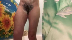 Peeing and Soaping My Hairy Pussy