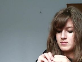 Cute girl suck up a lot of balloons