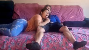 My Stepbrother Takes Out His Cock While We Watch TV