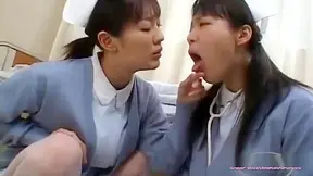 Naughty Nurses French Kiss Spit Play in Steamy Hospital Encounter