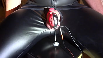 E-stim cum milking with chastity cage