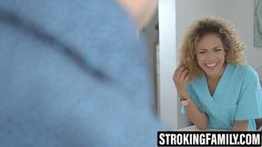 Curly black babe gets drilled hard by stepbrother