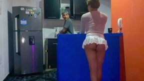Femboy Gets Fucked Behind Her Boyfriend's Back in the Kitchen