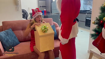 Naughty Latina teen gets a big cock and milk for Christmas