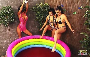 Big boobs lesbians enjoy pussy licking and fingering each other