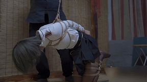 xr74-Girl in business attire was tickled and slapped