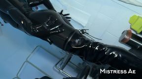 Solo 1: Showcasing Studio, Black Latex Catsuit, and Huge Red Cobra Strap-on