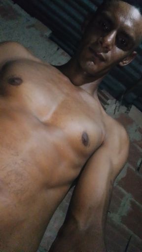 In the bathroom alone