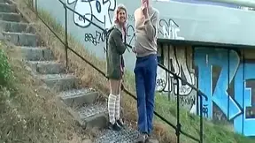 Hot Blonde Teen 18+ Gets Her Small Tits Sprayed With Cum In Public