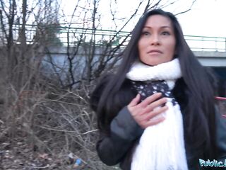 Public Agent Hawt Thai angel screwed hard in lascivious gas station water closet bang
