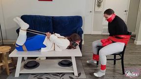 Smitten Sorella and Minx Grrl - RoomMates Bondage Games Interrupted (MP4 Format)