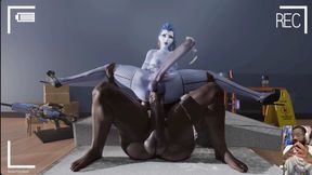 Very Long Futa Cock Widowmaker Sprays Loads of Cum While Anal Fucked, Futa Junker Queen Fucks Futa Zarya and Makes Her Cum Hard