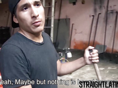 Young straight Latino sucks a big dick and barebacked in POV