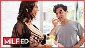 Alexis Fawx works big cock and gets cum on her tits