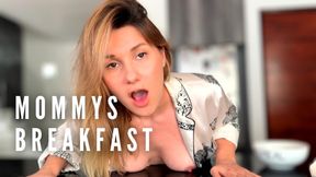 Good morning son! Mommy's breakfast is served