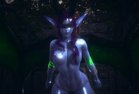 Illidari is fucked in the rain by a human henchman