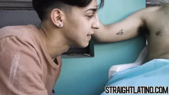 Shy Straight Latino Twink Tries Gay Sex in First Bareback Threesome