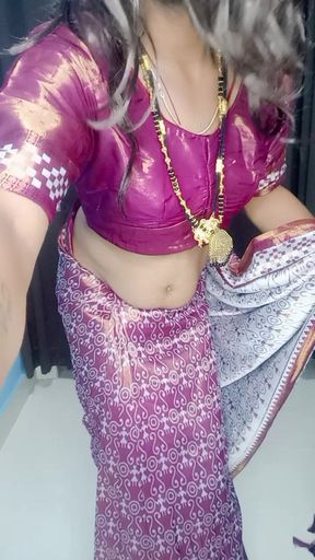 Indian sissy wearing sexy satin. Saree looking so hot