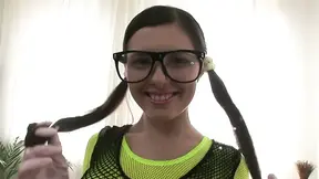 A ravishing Russian nerd slut gets her tight ass pumped by a massive cock