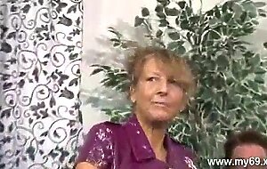 Hot german granny with big boobs in threesome