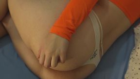 The Indian Stepsister is masturbating in white panties and I went there because I want to ask her to masturbate. Then we masturbate together. She gives me a nice handjob. Then she sucks my cock and I fuck her pussy. In the end, my cock cums with a