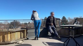 dickflash roof adventure: a little redhead slut gives me a fast handjob and blowjob while her boyfriend waits bigmax8inch