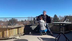 dickflash roof adventure: a little redhead slut gives me a fast handjob and blowjob while her boyfriend waits bigmax8inch