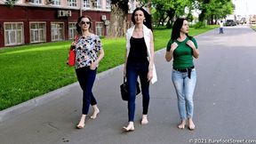 Barefoot walk around the city for girls Arina and Kristina and mature woman Irina (Part 1 of 4) #20210530