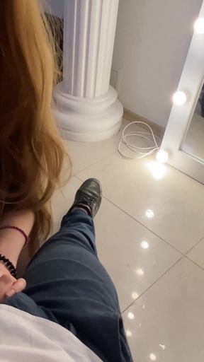 While walking on a leash, the slut gave her master a deep, slobbery blowjob   Clip 1