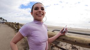 Aria Valencia flashes her rock hard nipples in public
