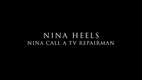 Famous Nina Annaly gets fucked by TV repairman in reverse cowgirl position
