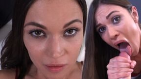Hot MILF Alyssa Reece deep-throats cock and begs for cum