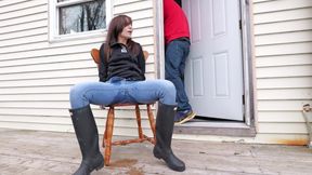 Squirting in my jeans - Neighbours watch me orgasm