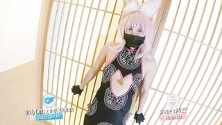 FGO Asian sundress Cosplayer, she humped by fuckfest buddy, Tamamo vitch koyanskaya Part.1