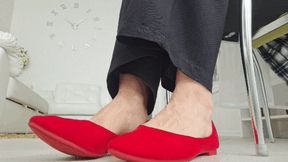 Toe wiggling in new pointed red ballet flats 2 V