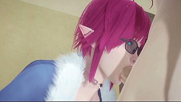 Yaoi Femboy - Rosa Elf Femboy suck Cat boy'_s dick - Sissy crossdress Japanese Asian Manga Anime Game Porn