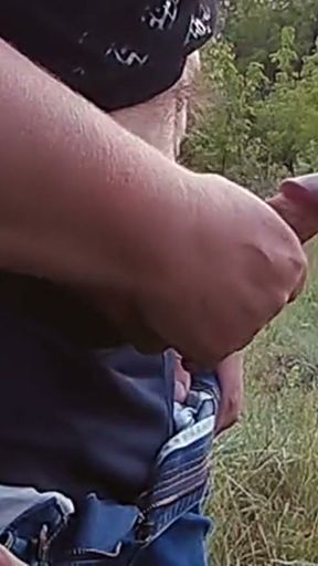 bitch jerks off my dick in a park   Clip 1