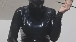 Smoking masturbation latex slut