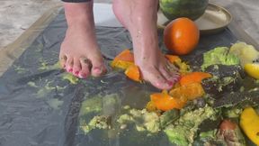 Part 2 Juicy Fruit Crushing – mandarin, clementine, orange & watermelon bare feet. You will like it!