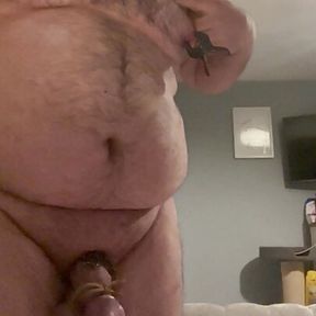 Cock and ball bondage until cock was purple