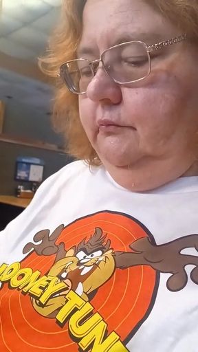 Stepmom and I eating breakfast