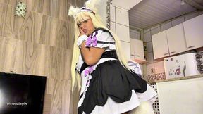 shy catgirl maid farting for master - cosplay maid cafe pov