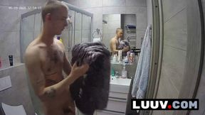 LUUV. Abbadon takes a shower before a sex scene on camera